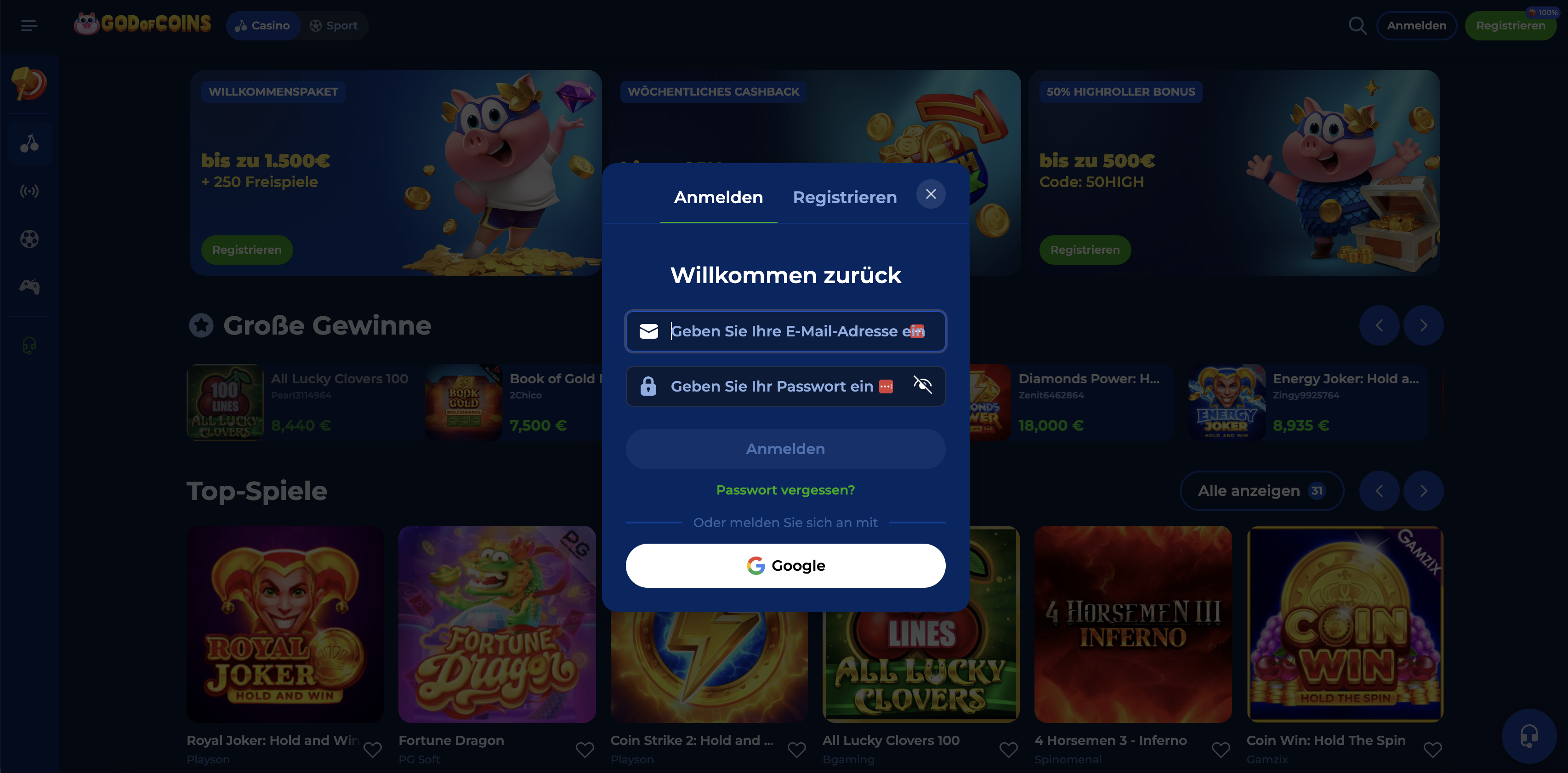 God of Coins Login